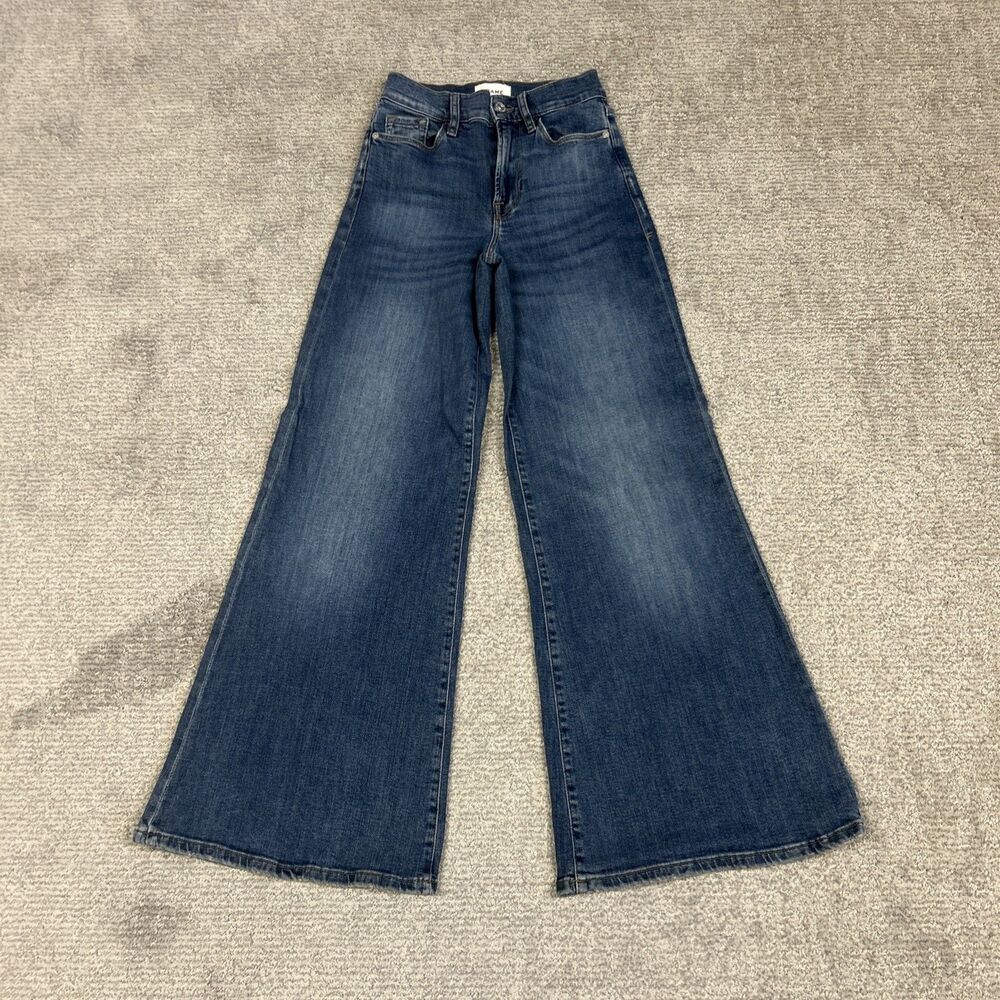 Frame Le Pixie Slim Palazzo Jeans Womens 25 High Rise Wide Leg Stretch Flare